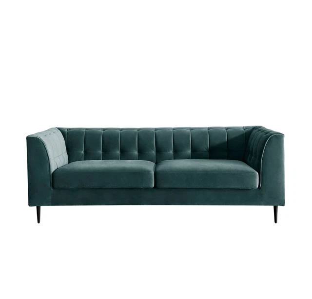 Red Modern Metal Legs Three Seater Sofa